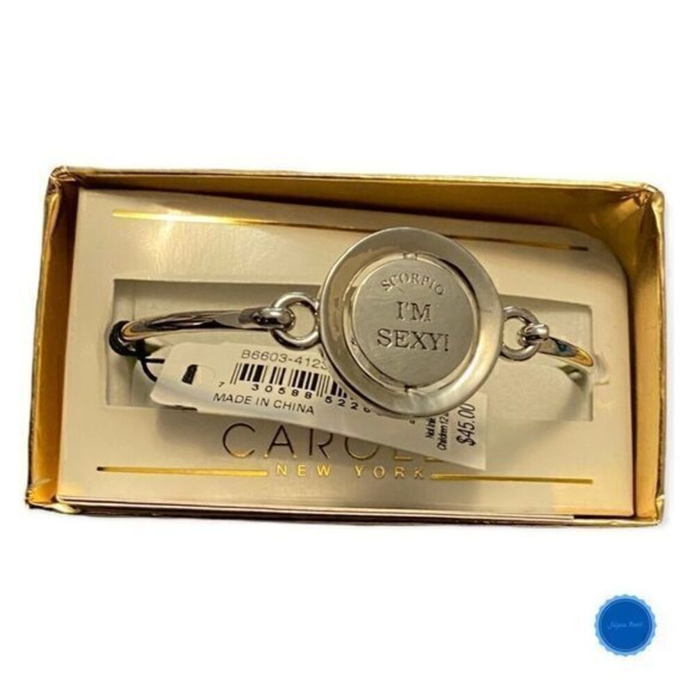 SCORPIO Silver Tone Double Sided Bangle Bracelet